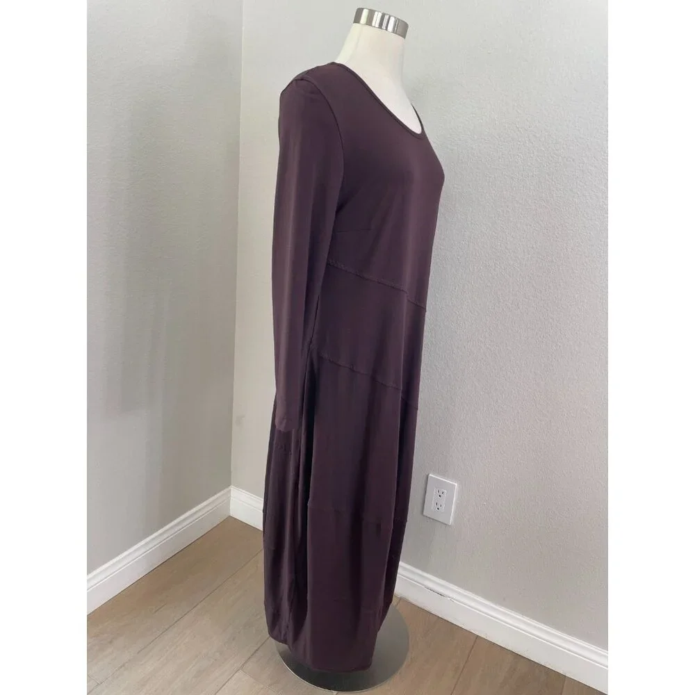 OSKA Dress Womens 3 Plum Long Sleeve Jersey Maxi Shift Lagenlook Travel - Picture 2 of 8